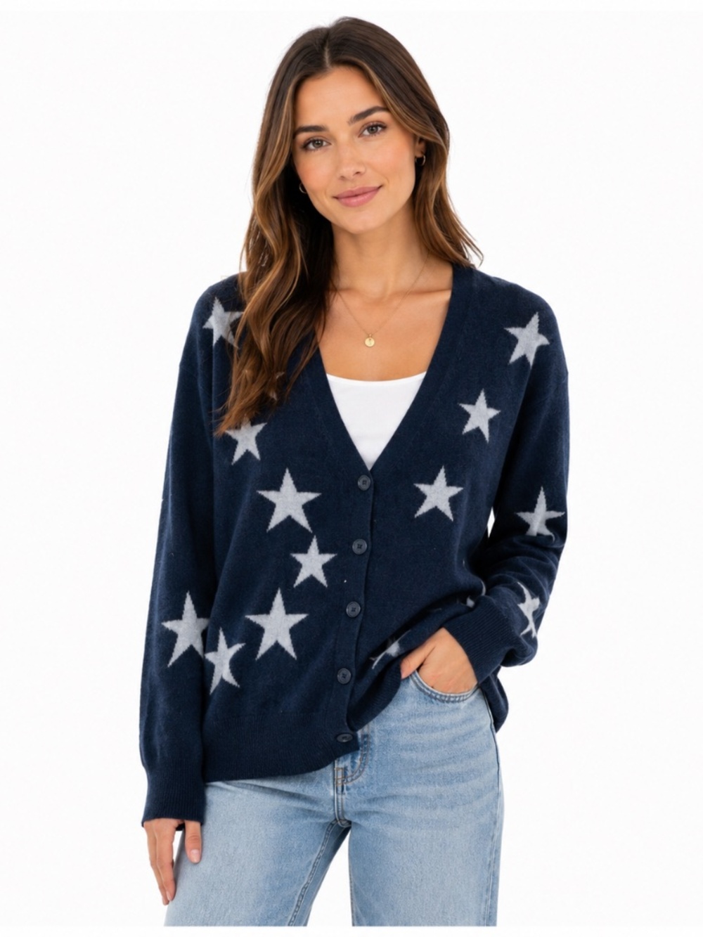 Spring + Mercer - Star Print Cashmere Cardigan